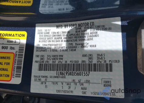 2018 Lincoln Continental Select из США, поврежденный, VIN 1LN6L9SK0J5601557